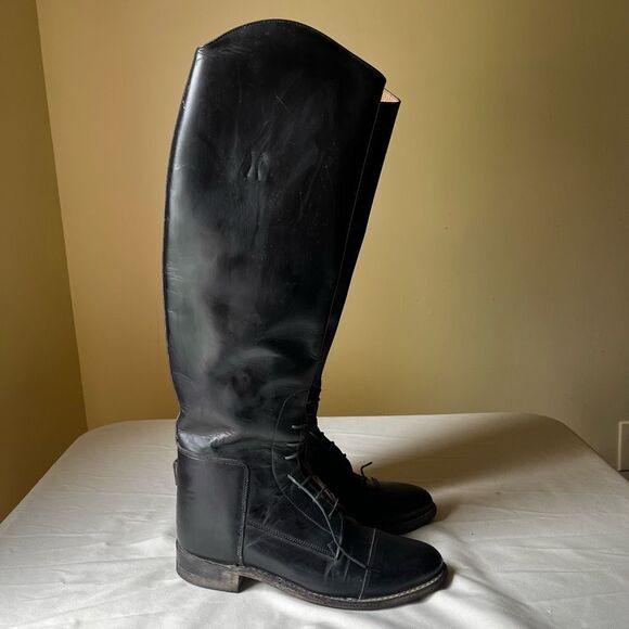 Tall Black Leather Riding Boots Size 7 by The Effingham Bond Boot Co Style 200L - Picture 4 of 12